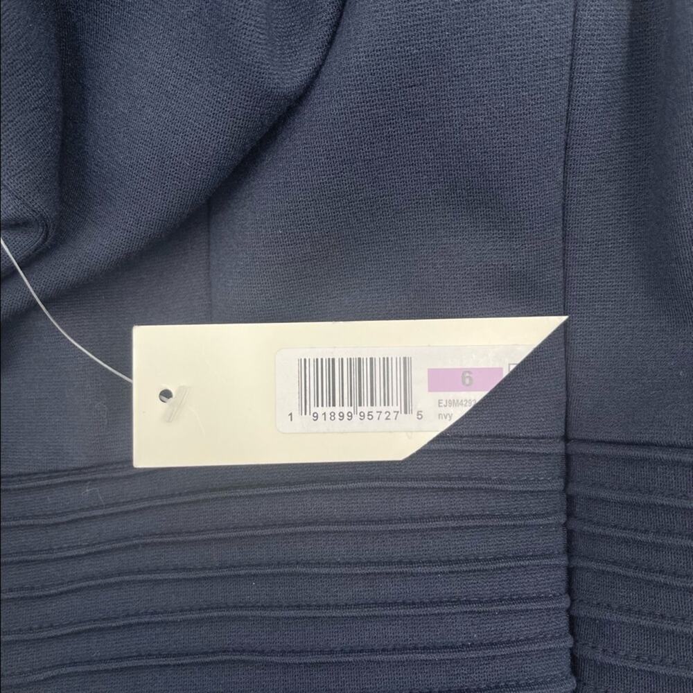 ELIZA J Dress Navy Cocktail Formal Business Wedding Pleated Long Sleeve NWT SZ 6 - Picture 9 of 13